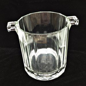 Vintage Heavy Glass Ice Bucket Tab Handles